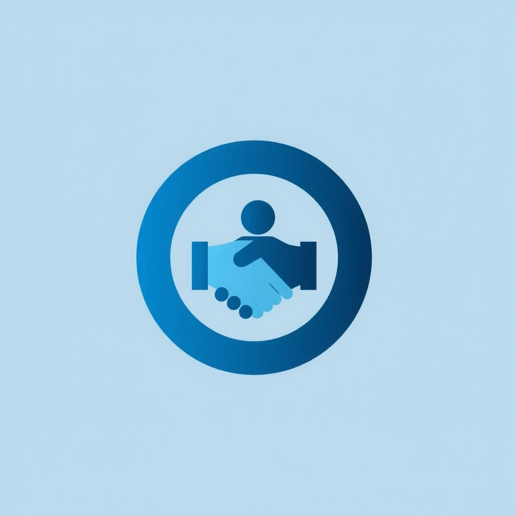 Icon representing client-centric approach, possibly a target or a handshake.