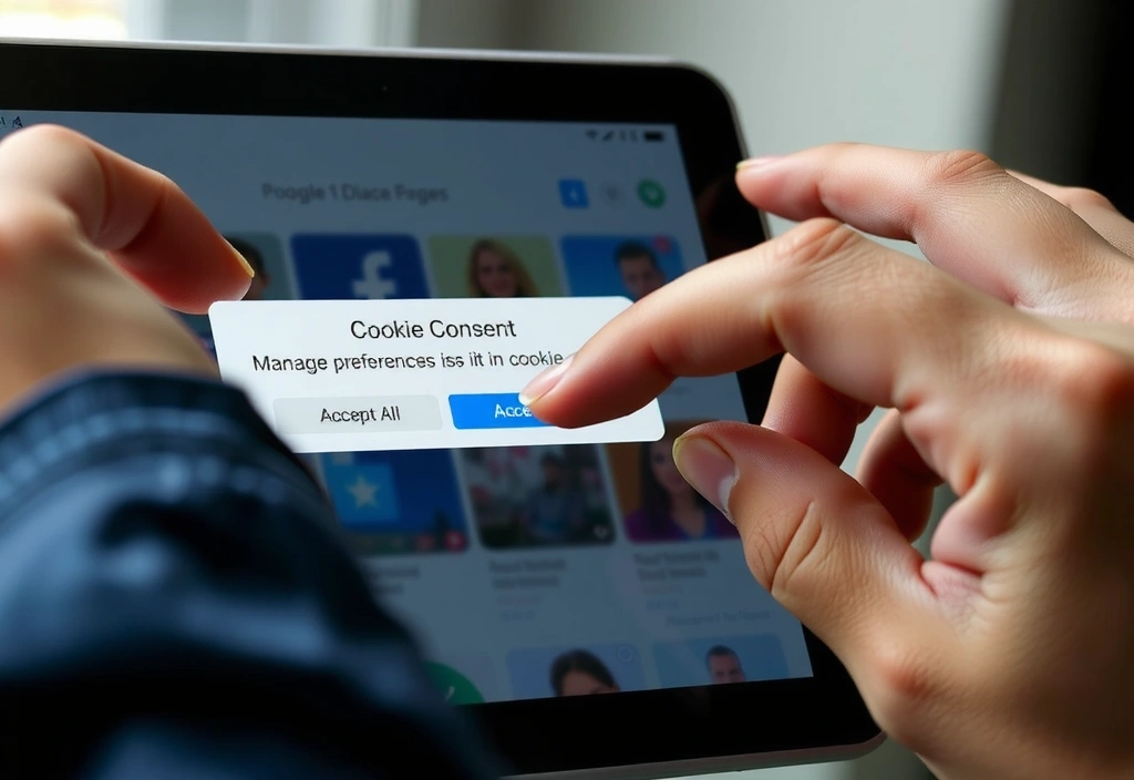 Person making a choice on a digital device, symbolizing cookie consent and user control over privacy settings