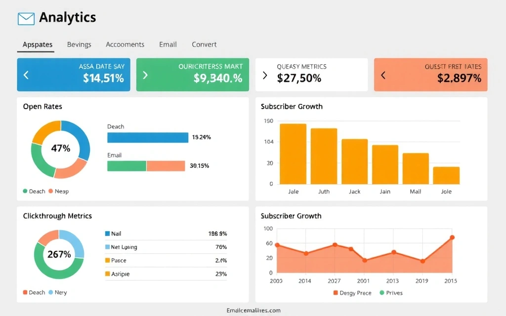 Digital dashboard showing email marketing analytics