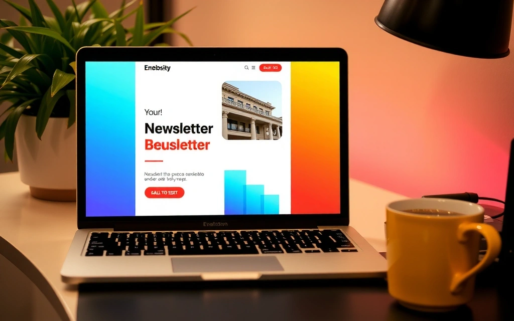 Email template design on a laptop screen