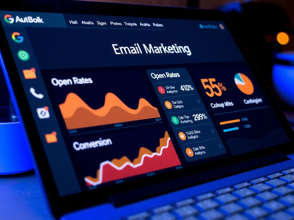 Email marketing campaign dashboard with growth charts