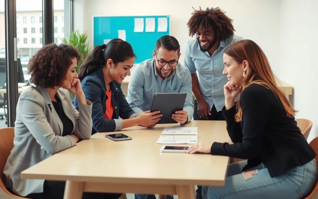 People collaborating on a digital marketing strategy