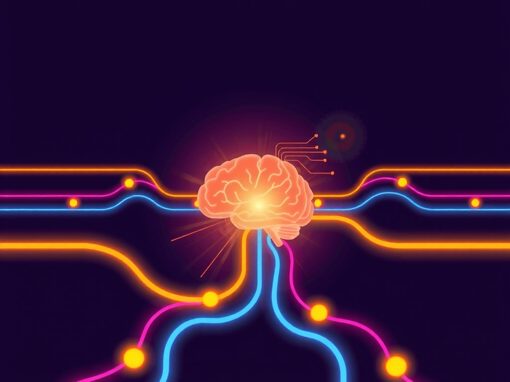 Abstract illustration of data streams connecting to a central processing unit, symbolizing data utilization