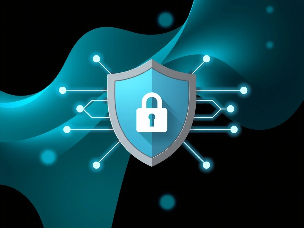 Abstract security shield with data flow, symbolizing data protection