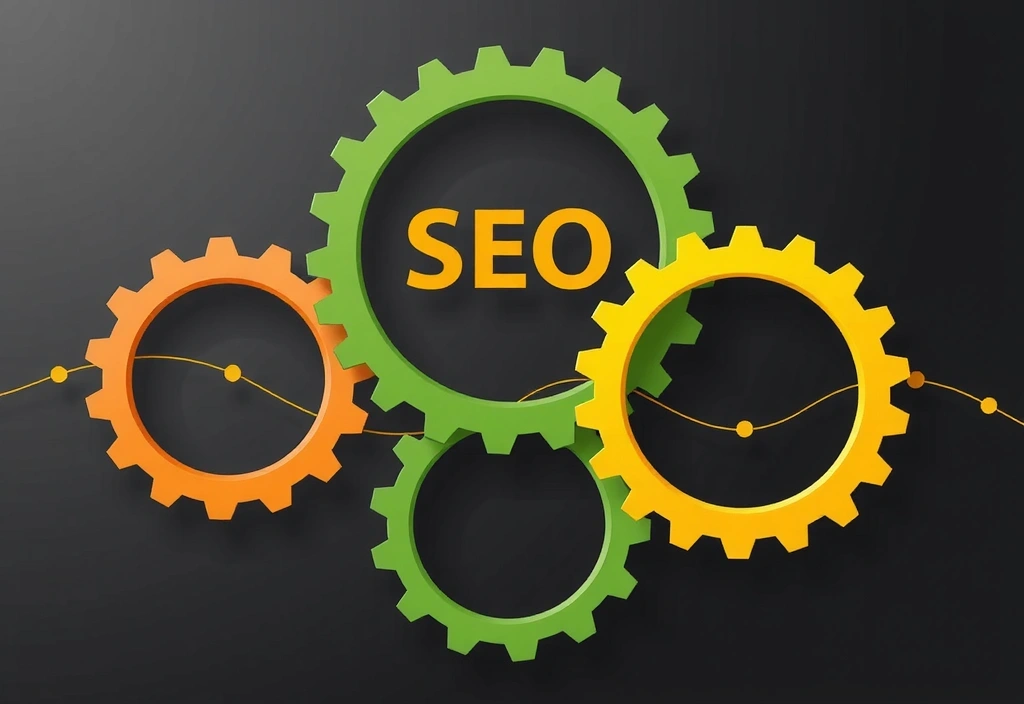 Gears and code representing technical SEO